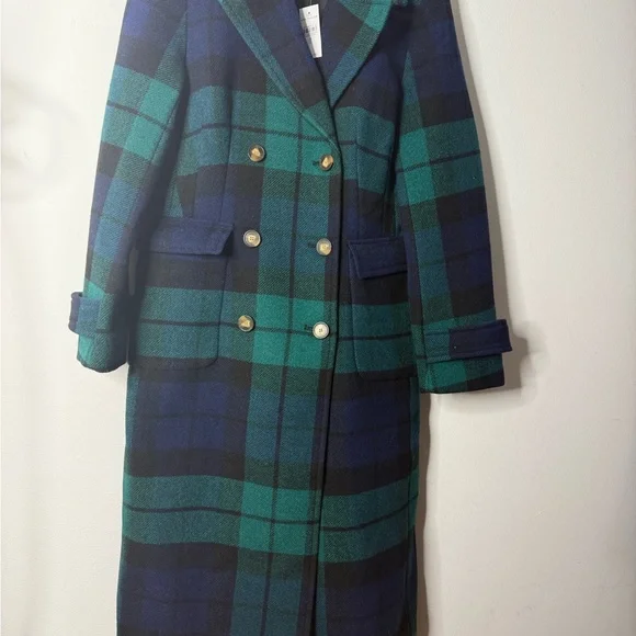 Ann Taylor Teal and Navy Plaid Coat - Picture 3 of 6